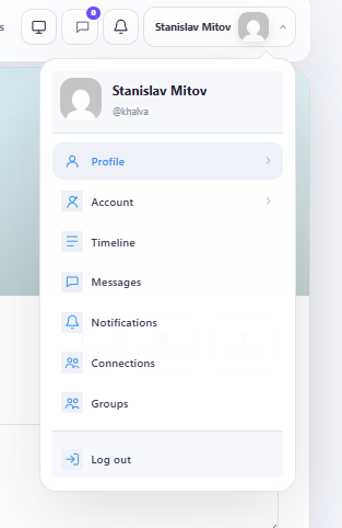 SMitov Social member account menu