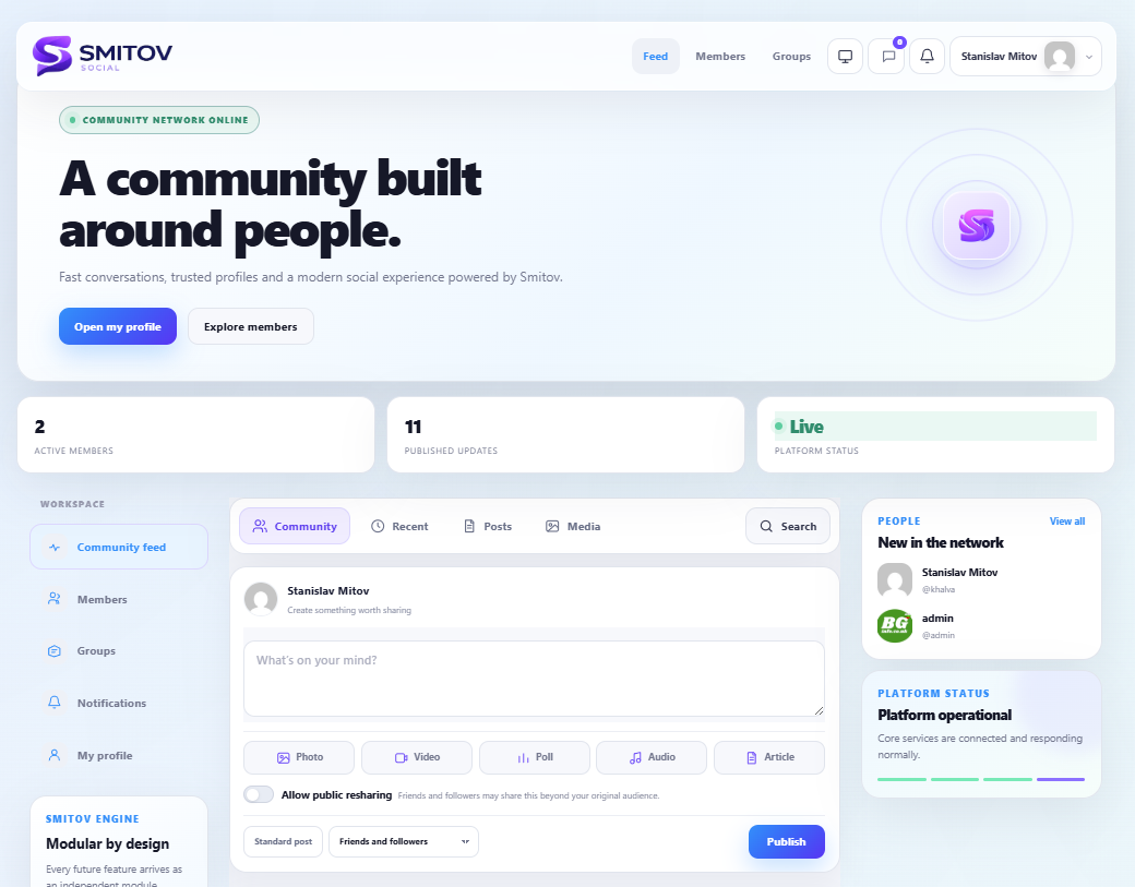 Current SMitov Social community interface